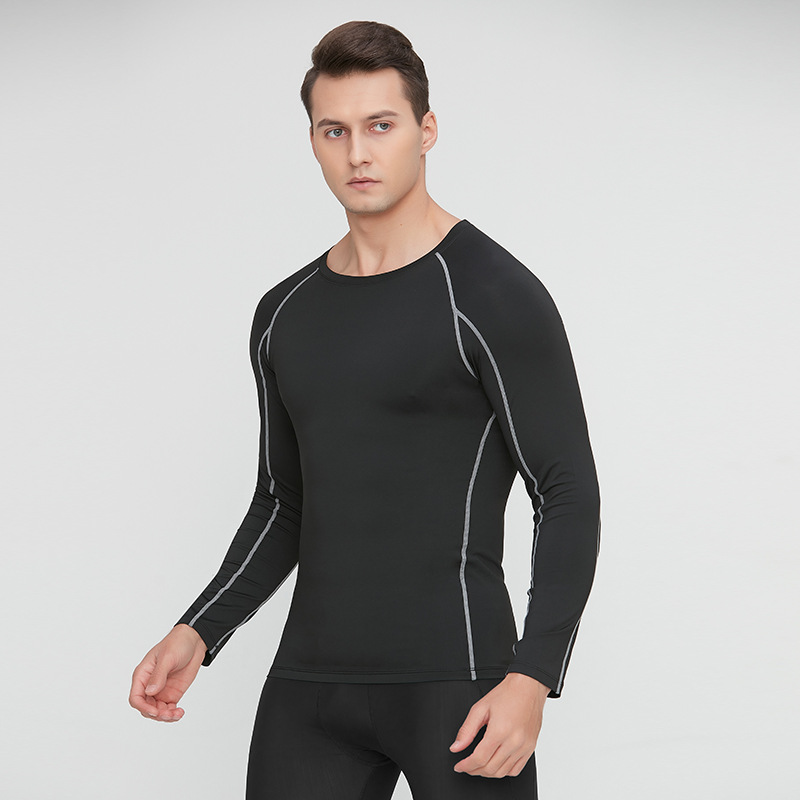 Ropa deportiva para hombre, ropa de compresión ajustada para entrenamiento al aire libre, ropa transpirable de secado rápido para correr y fitness, de manga larga y efecto adelgazante.