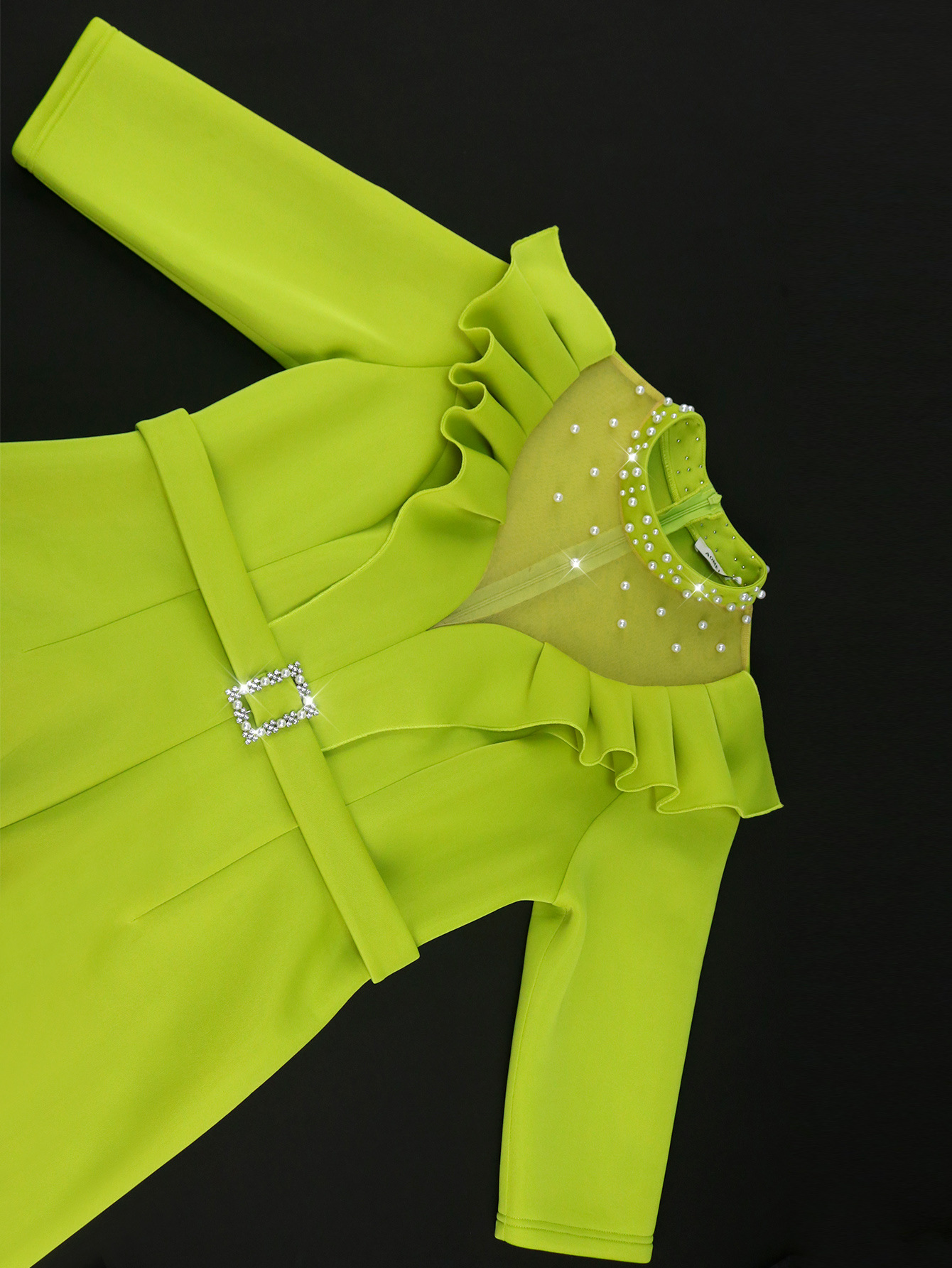 Wooden Ear See through Dress Party Cocktail High Waisted Evening Dresses