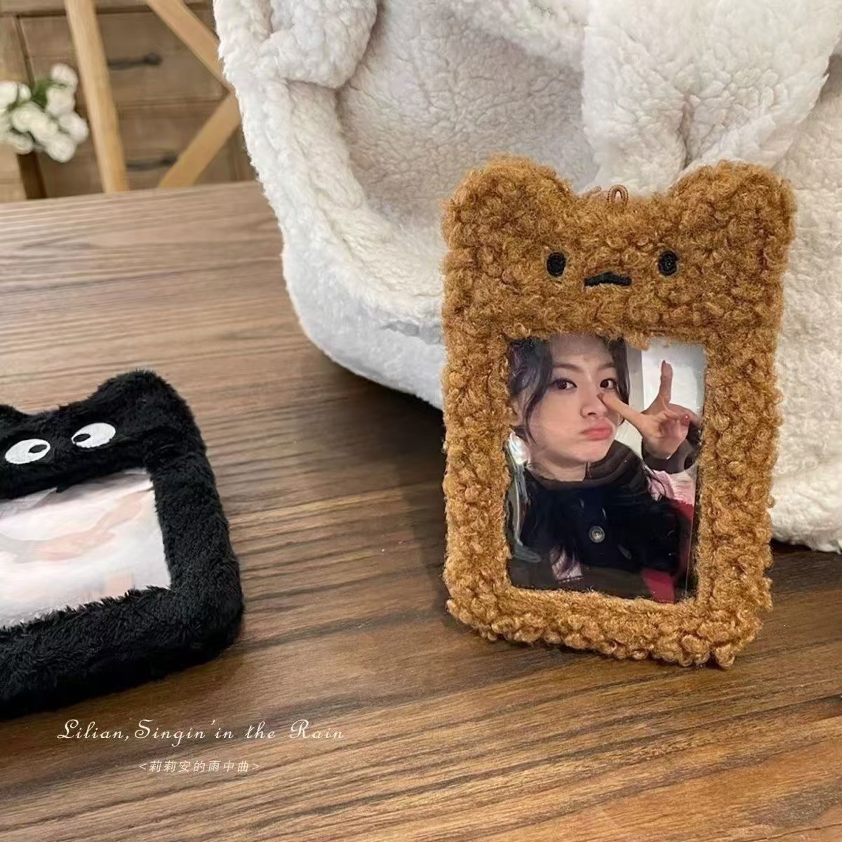Cute ángel cerdo de peluche 3 pulgadas tarjeta de visualización tarjeta de estudiante colgante tarjeta de comida cubierta protectora