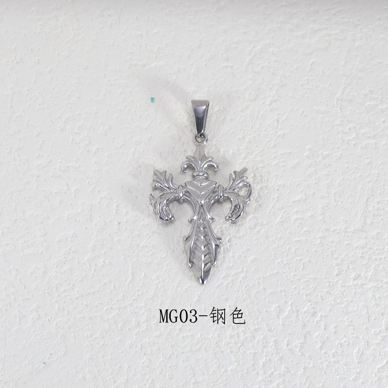 Colgante de cruz de rosa vintage AliExpress no desvanecerse transfronterizo acero de titanio chapado en oro 24K joyas transfronterizas ventas calientes