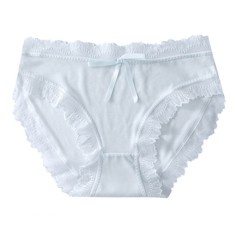 Ropa interior de encaje de las mujeres cintura baja pura sexy antibacteriano entrepierna calzoncillos verano delgada transparente shorts cabeza chica ropa interior
