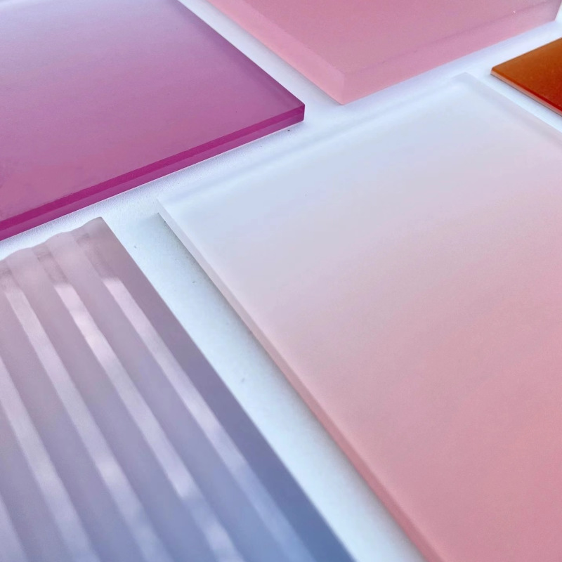 渐变亚克力板彩色展示盒广告牌UV印刷染色加工渐变有机玻璃板