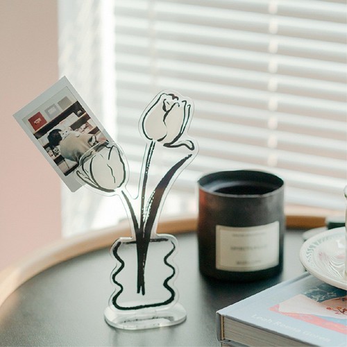 Factory direct sales--Flower ornaments checkerboard flower convenience clip acrylic file message photo note clip