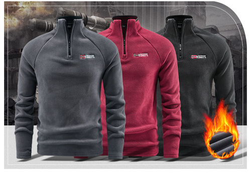 Cross-border wholesale, cold-resistant, warm, thick double-layer fleece, winter large size, men's velvet stand-neck fleece, Norway