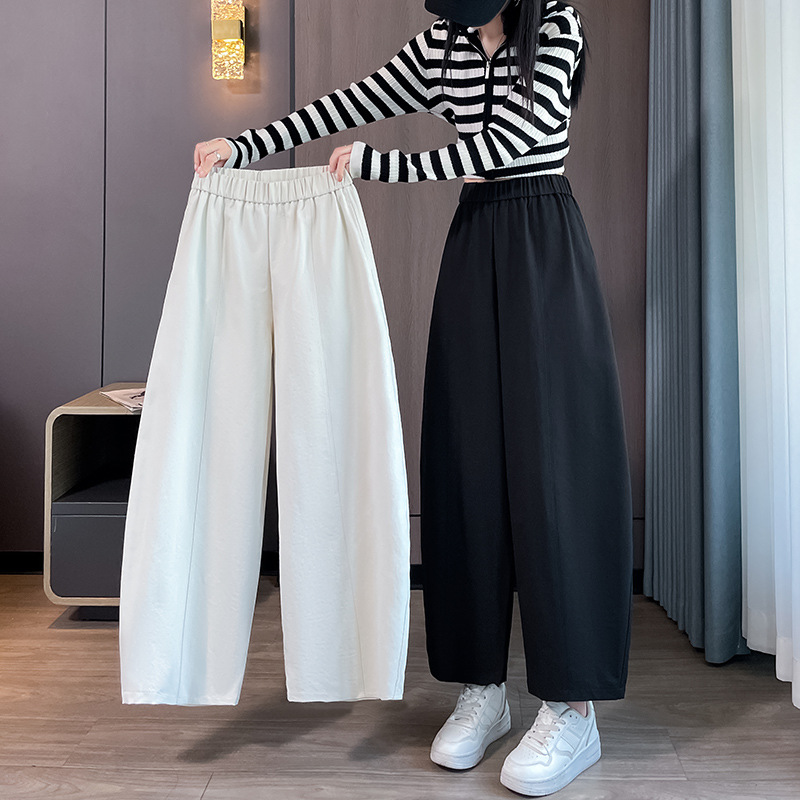 Women's Cropped Wide-Leg Pants 2026 Spring and Autumn, High-Waisted, Slimming, Narrow Version, Suitable for Petite Figures, Harem Casual Pants