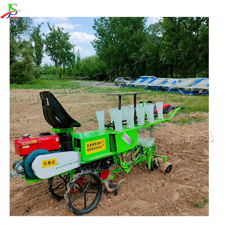 Máquina plantadora de plántulas de gasolina de 7,5 caballos de fuerza Máquina plantadora de fideos vegetales agrícolas de dos hileras tipo coche