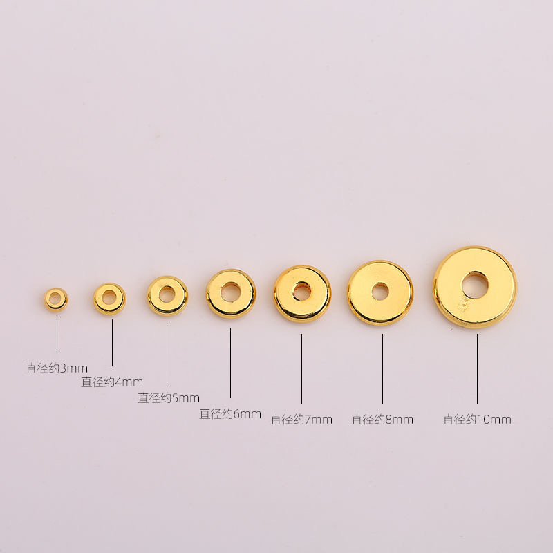 Color-preserving 18K gold-plated spacer gold-coated spacer loose beads Wenwan bracelet accessories copper gasket spacer beads handmade DIY