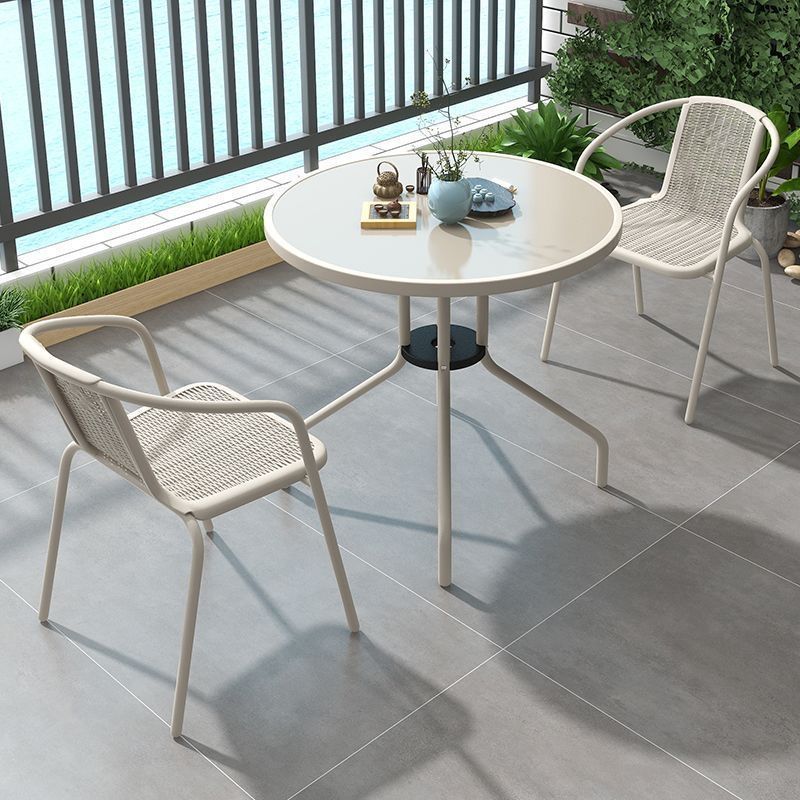 Salón de té de leche, silla de ocio, mesa y silla combinada de hierro forjado al aire libre, patio al aire libre, mesa de comedor de balcón