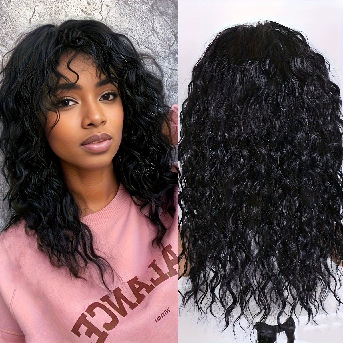 Extension capelli sintetici lunghi ricci per donna neri_voghion.com