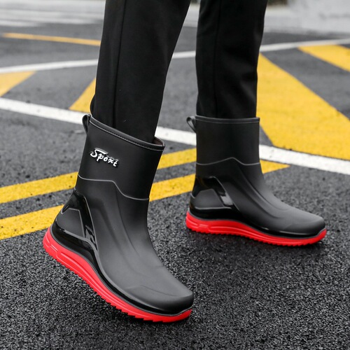 Men's New Rain Boots Work Kitchen Non-slip Water Shoes Waterproof Rain Boots for All Seasons, Outdoor Work, Market Fashion Shoes