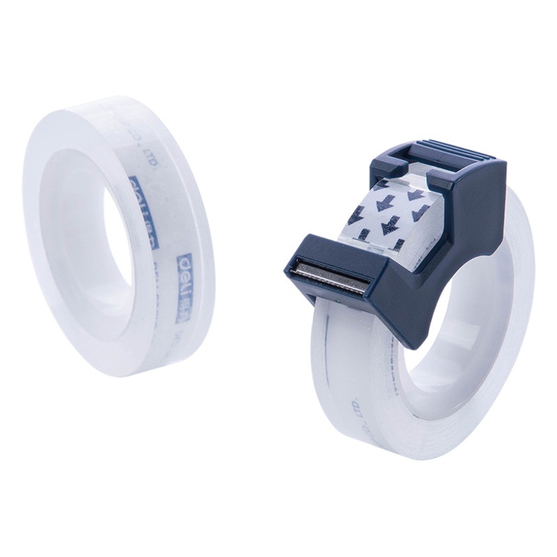 Deli 30122 cinta pequeña transparente 12mm estudiante mano lágrima cinta adhesiva cinta traje con cortador