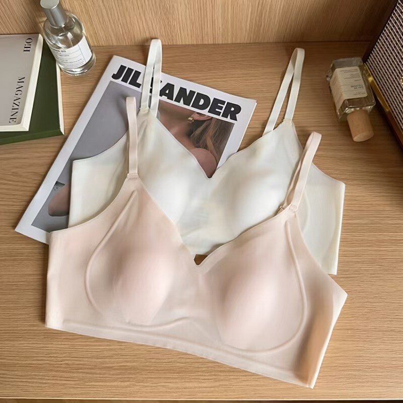 Rabbit Ear Seamless Latex Bra for Women, Wireless, Minimizing for Large Busts, Side Support Bra, Soft Support for Breast Reduction