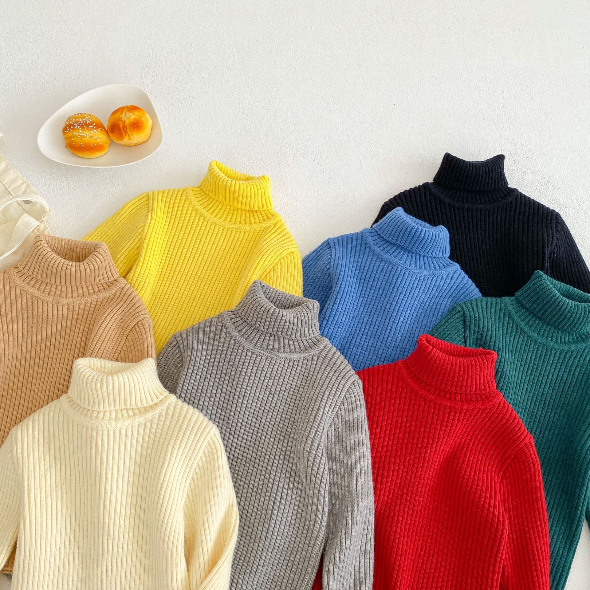 Children's solid color knitted sweater for men and women