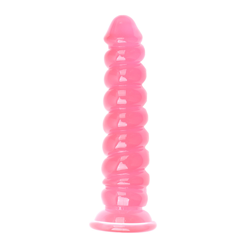 Threaded Spiral Dildo 19 cm TPE Stallion-Style Anal Toy, Flesh Tone — detail image 4