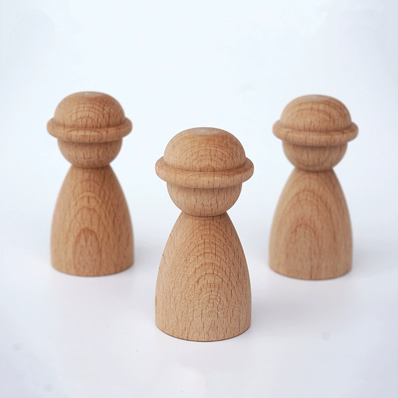 Детская развивающая игрушка: деревянная кукла-шляпник (строитель), раскрашиваемая вручную, креативный декор