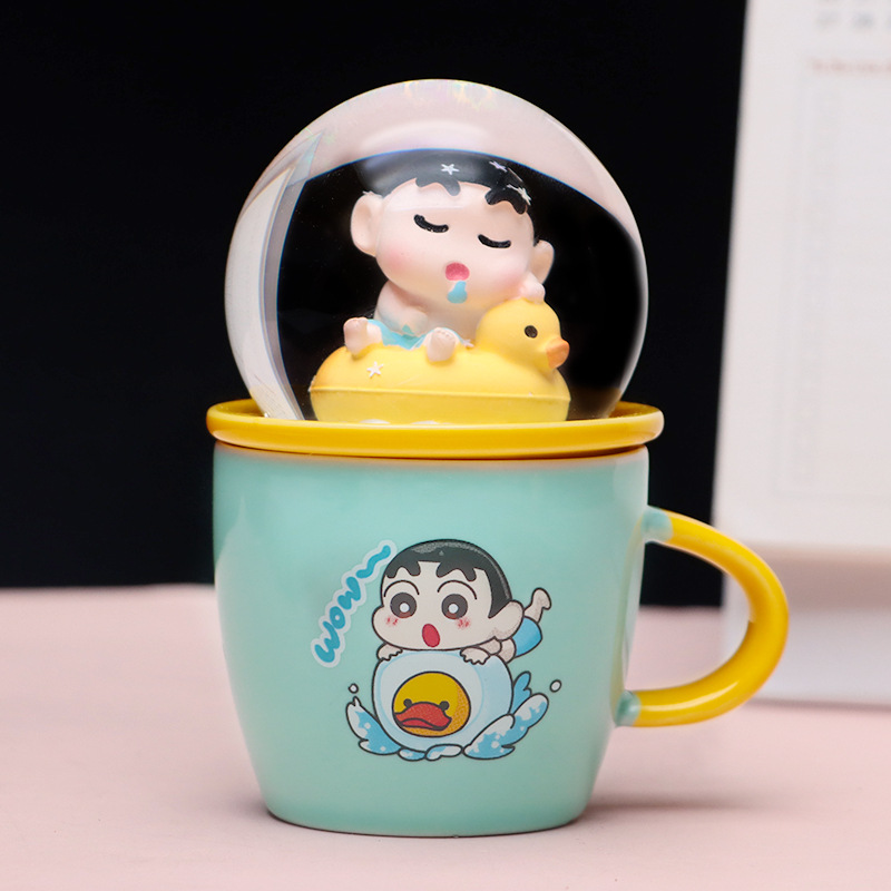 Креативный карандаш Shin-chan, блестящий хрустальный шар, волшебная чашка, милый мультяшный хрустальный шар, чашка, украшение для рабочего стола