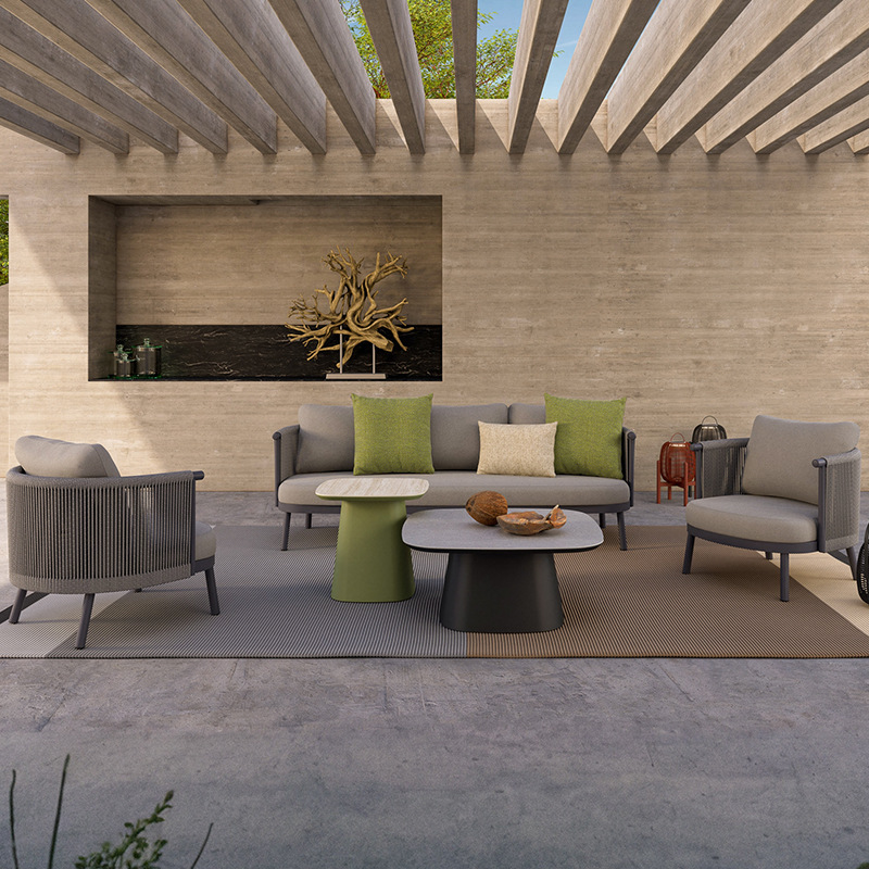 Sofá al aire libre patio villa jardín balcón al aire libre ocio varilla al aire libre impermeable muebles de teca combinación de protección solar