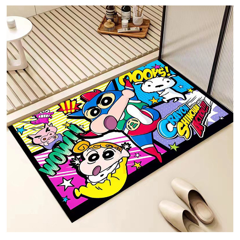 Cartoon Crayon Shin-Chan Diatomaceous Earth Floor Mat, Bathroom Water-Absorbent Non-Slip Foot Mat, Dirt-Resistant and Wear-Resistant Floor Mat, Entrance Door Mat