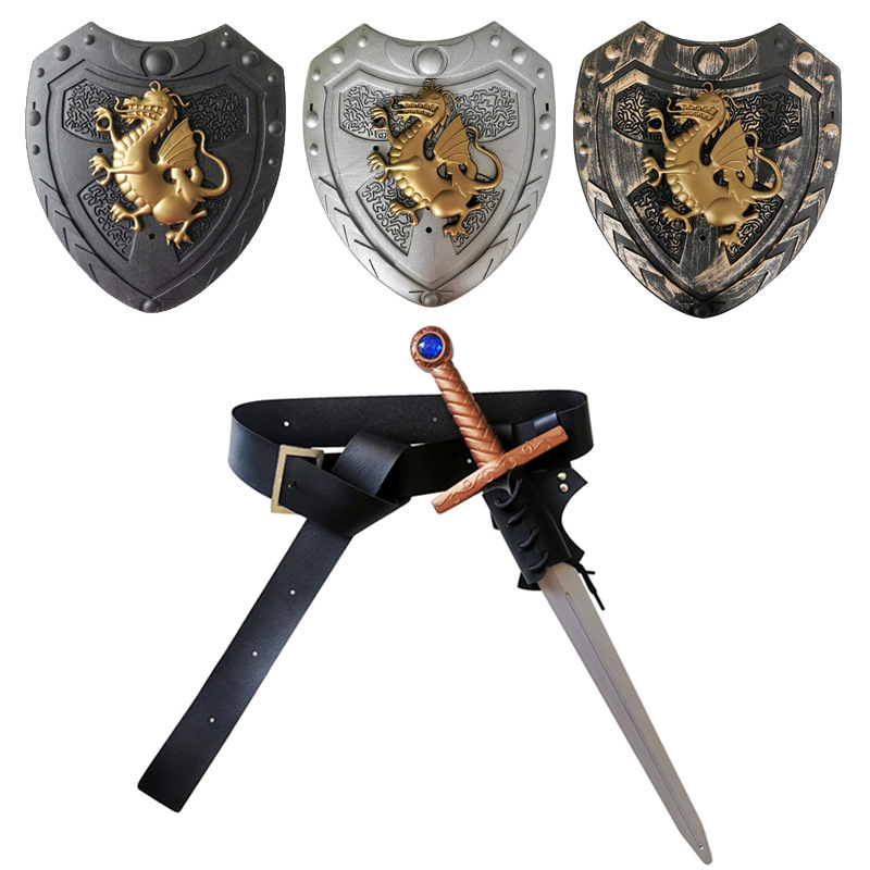Cross-Border Medieval Knight Belt Sword Viking Shield Sword Sheath Children's Weapon Set Play Props