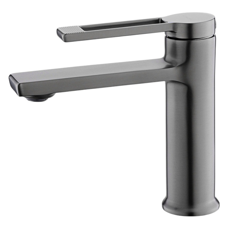 Pistola de cobre gris aumentado simple baño cuenca caliente y fría grifo baño gabinete cuenca sola manija grifo hogar