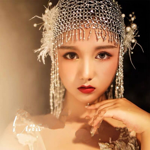 Lace Pearl Hat Accessory Studio Photoshoot Costume Accessories Belly Dance Halloween Party Cleopatra Headpiece
