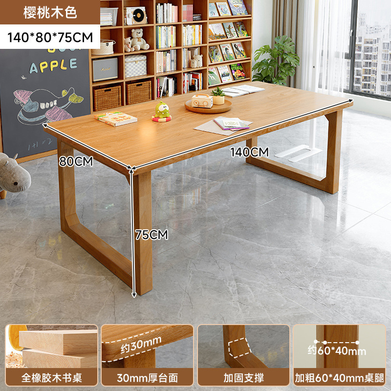 Mesa de escritorio de madera maciza para la sala de estar, escritorio largo, escritorio de lectura, escritorio de estudio, escritorio de computadora de barra larga para dos personas