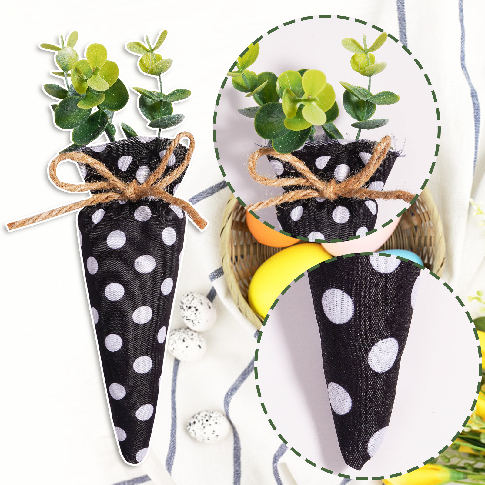 Nuevos productos transfronterizos colgantes de rábanos de Pascua en blanco y negro, adornos a rayas, decoraciones de fiesta, adornos creativos de vacaciones