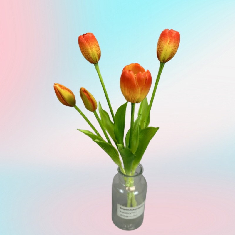 Flor de tulipán artificial sensación hidratante ramo de tulipán atado a mano vestido de Casa flor artificial tiro flor falsa al por mayor