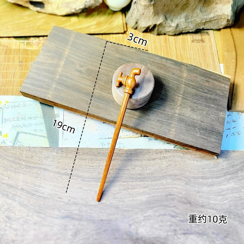 新中式金丝檀发簪木制品雕刻簪子汉服头饰古风挽发木簪高级盘发钗|undefined