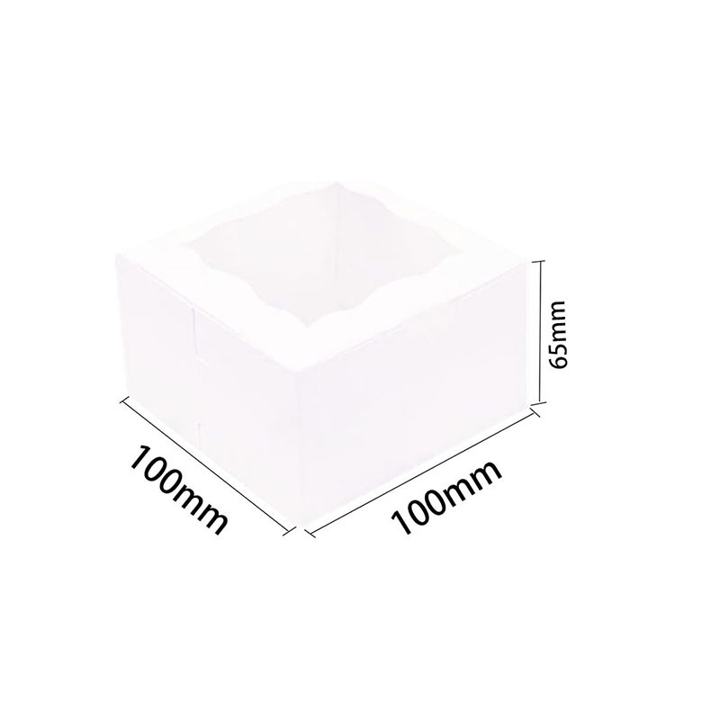 Caja de pastel cuadrado de papel Kraft transfronterizo caja de papel de ventana hueca caja de embalaje de Tarjeta blanca donut de caramelo macaron