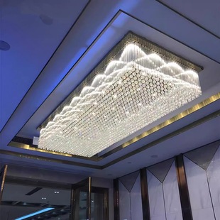 Crystal Chandelier Ceiling Light for Hotel Lobby, Banquet Hall, Clubhouse, Corridor, Rectangular Lighting Fixture, Cross-Border Hot Sale