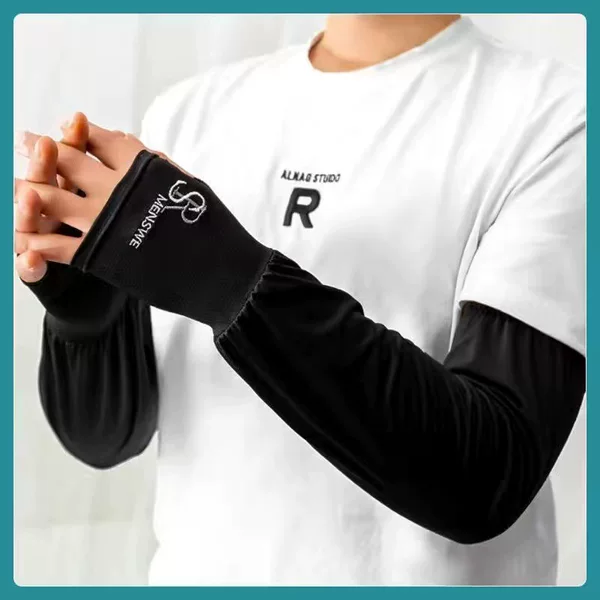 Summer sunscreen sleeves ice sleeves men's sunscreen arms outdoor riding fishing men's breathable increased ice silk sleeves wholesale