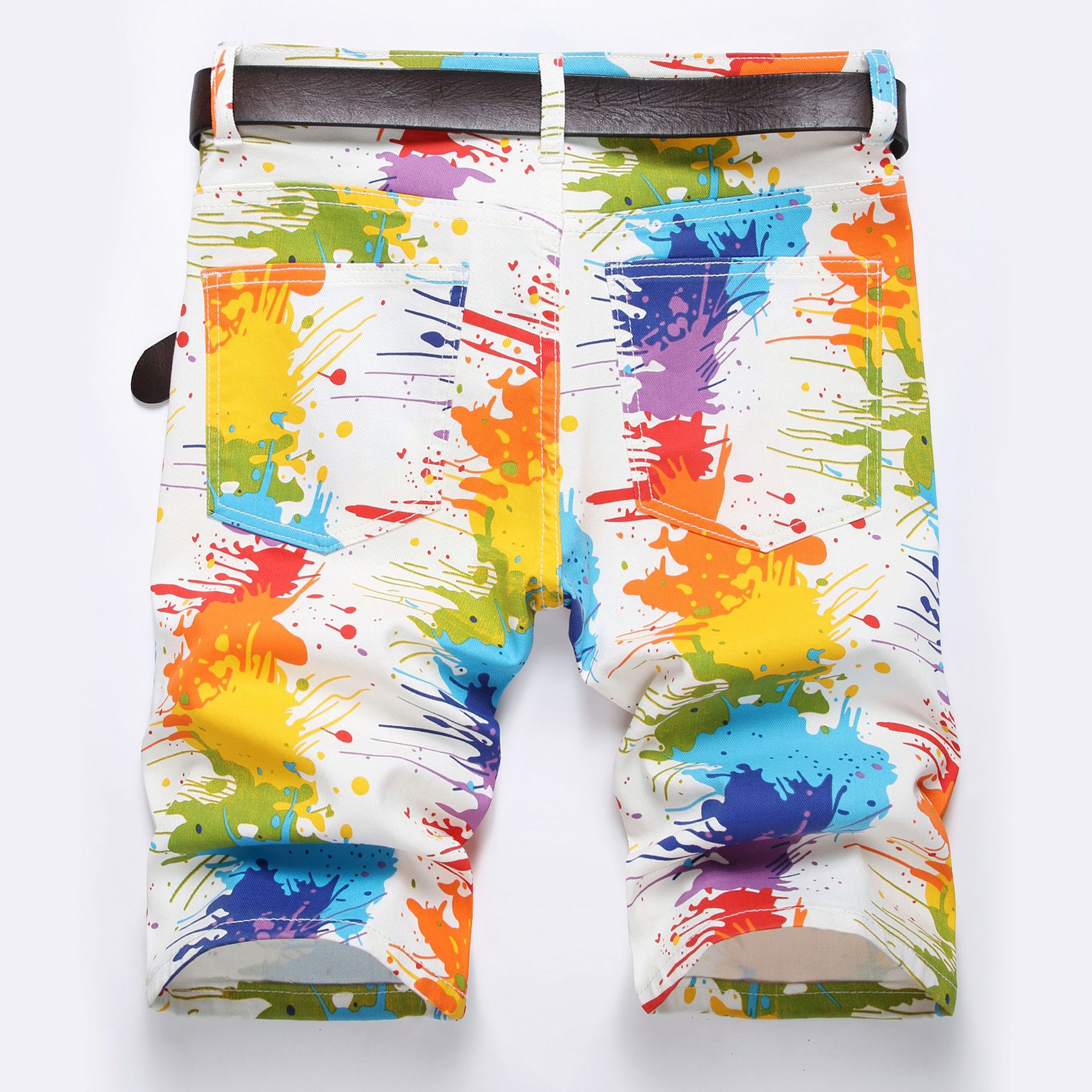 Original European and American style digital printing candy color stretch denim pants