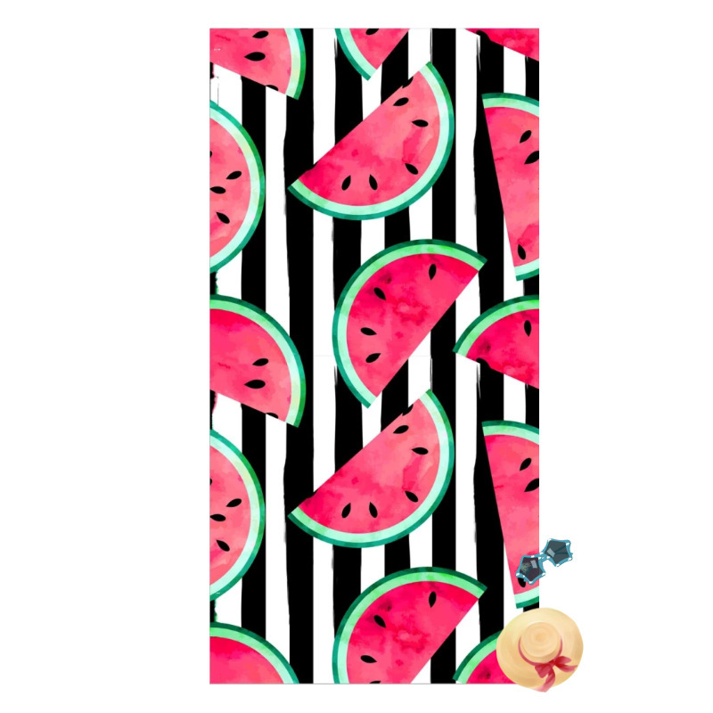 Watermelon beach towel microfiber double-sided velvet quick-drying rectangular bath towel beach chair cushion aircraft mat wholesale