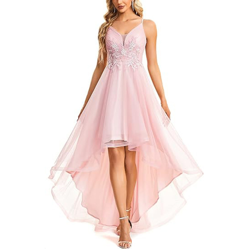 2026 European and American Plus-Size Evening Dress Deep V-Neck Sequined Short Front Long Back Mesh Evening Gown for Annual Party Bridesmaid Prom Summer Evening Dress 2026 European and American Plus-Size Evening Dress Deep V-Neck Sequined Short Front Long Back Mesh Evening Gown for Annual Party Bridesmaid Prom Summer Evening Dress