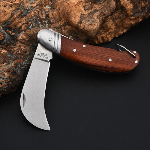 Wholesale Electric Knife Wooden Handle Foldable Straight Blade Curved Blade Multi-functional Special Steel Peeling Wire Knife Electrical Knife Tool