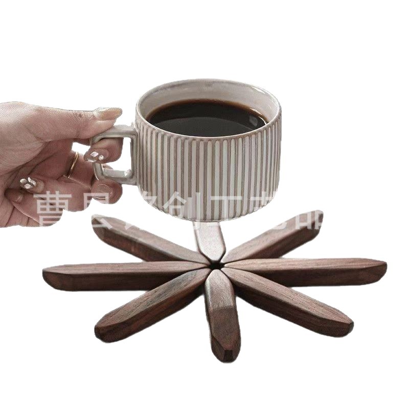 Tapete de Aislamiento Térmico en Forma de Árbol de Nogal Negro, Tapete para Mesa de Comedor, Tapete Anti-quemaduras para Ollas, Posavasos, Tapete para Platos y Tazones, Decoración Creativa de Madera Maciza.