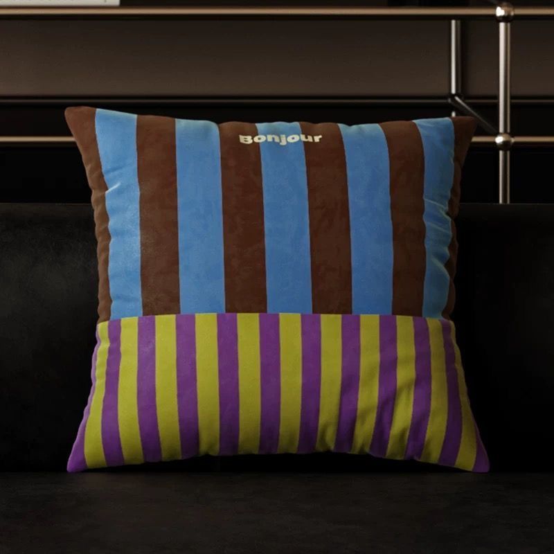 Retro rayas almohada cubierta cuadrada nórdica simple sala de estar cojín de sofá doméstico dormitorio cojín de cabecera cojín