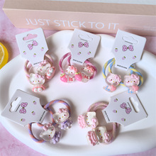 小清新高弹力条纹拇指发圈甜美KT猫儿童洋气不伤发头绳扎头发皮筋