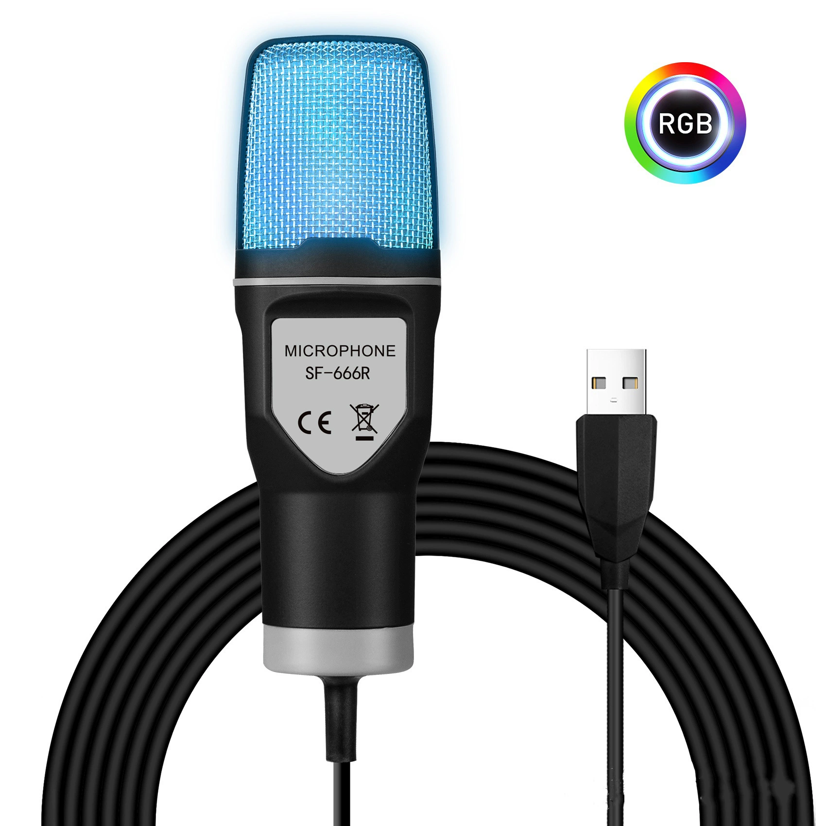 Конденсаторный микрофон SF-666 SF-666R X1S X1R X3R, RGB подсветка, USB и 3,5 мм, комплект штативов