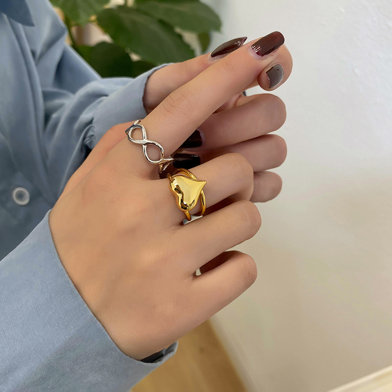 Korean personality hollow ring niche design sense geometric open ringpicture6