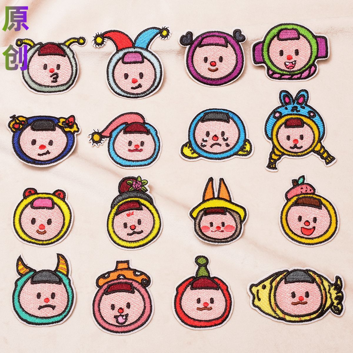 原创批发童话小人头像刺绣贴手账本贴纸手机壳DIY包包衣服补丁贴