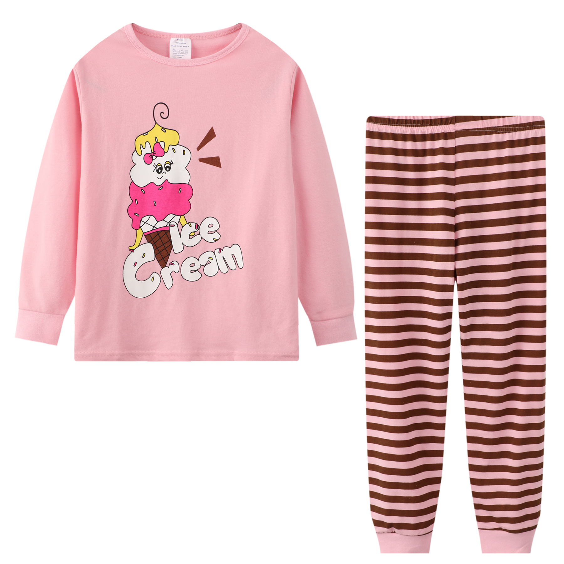 Pijamas para niños de dos piezas de estilo europeo y americano cuello redondo manga larga dibujos animados impreso ropa de aire acondicionado comercio exterior al por mayor ropa para niños grandes