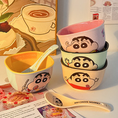 クレヨンしんちゃんかわいい陶磁器の碗の家庭用漫画の食器の碗の高い顔の価値の子供の一人で小さい碗の食器の卸売りを食べます。