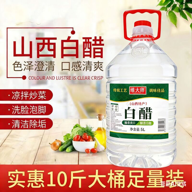 Shanxi Specialty White Vinegar 5kg Bottles Aged Vinegar Wholesale Brewed Edible Cleaning Foot Soak Vinegar Cold Dish Vinegar Stir-Fry Vinegar