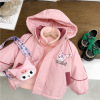 Jacket girl's, autumn demi-season set, fleece liner, hoody