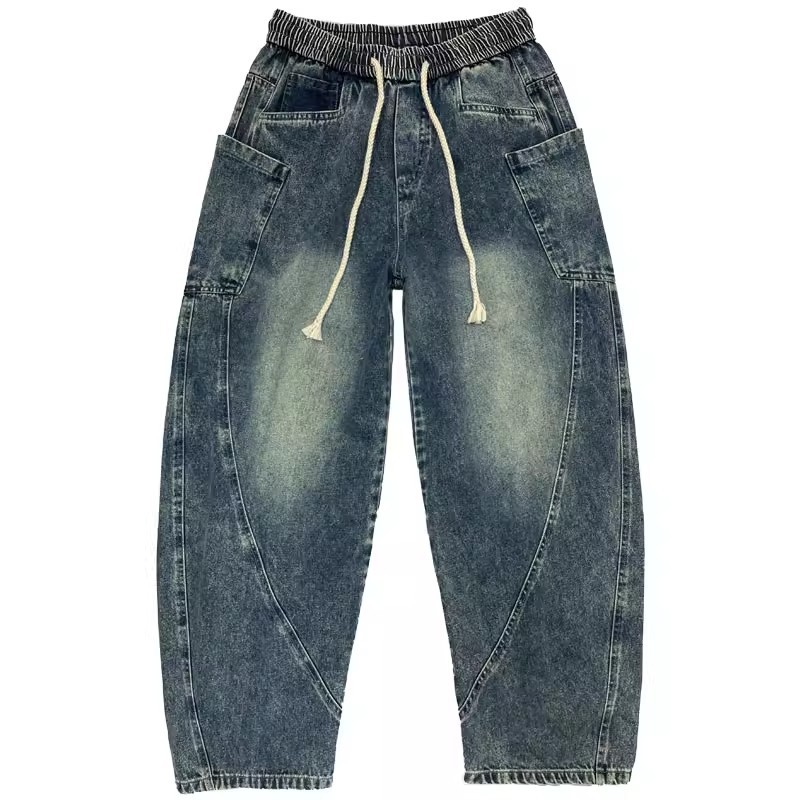 Men's Light Blue Washed Harem Jeans Casual Denim Pants For Men_voghion.com