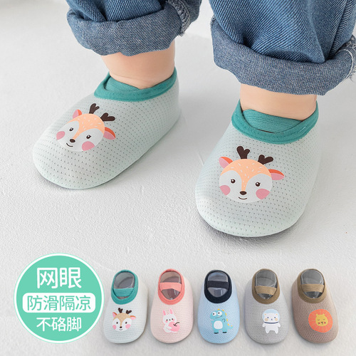 Baby shoes summer thin infant floor shoes indoor soft sole non-slip children's toddler shoes and socks mesh breathable