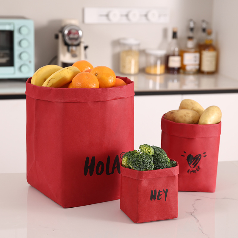 Bolsa de papel kraft lavable, bolsa de almacenamiento, almacenamiento en refrigerador, acabado de escritorio, engrosamiento, gran cubierta de maceta impermeable al por mayor