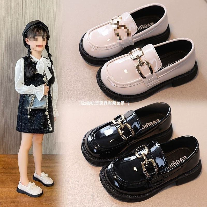 Черные кожаные туфли для девочек, новые детские туфли весны и осени, туфли принцессы в британском стиле на мягкой подошве, лоферы-бини.